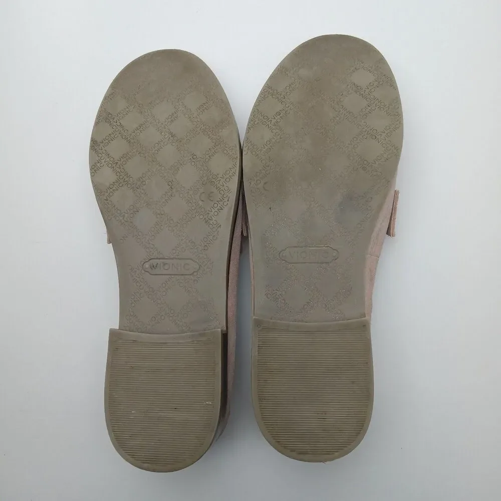 Vionic Avvy Loafers Womens 8 Muted Pink Suede Jewel Embellished Slip On Shoes